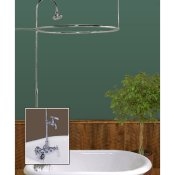 Clawfoot Tub Wall Mount Round Shower Enclosure Combo w/ Leg Tub Faucet