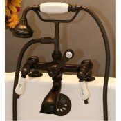 Clawfoot Tub Deckmount British Telephone Faucet w/Hand-held shower -2 inch riser