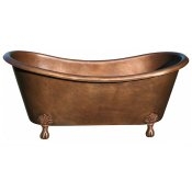 72" Copper Double Ended Slipper Clawfoot Bathtub