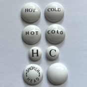 Center Hot/Cold Button Replacements for Faucet Cross Handles - Porcelain Buttons