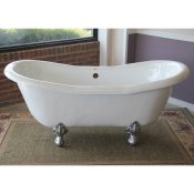 68" Acrylic Double Ended Slipper Clawfoot Tub