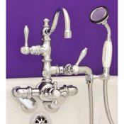 Thermostatic Leg Tub Faucet w/Arch Spout and Handheld Unit