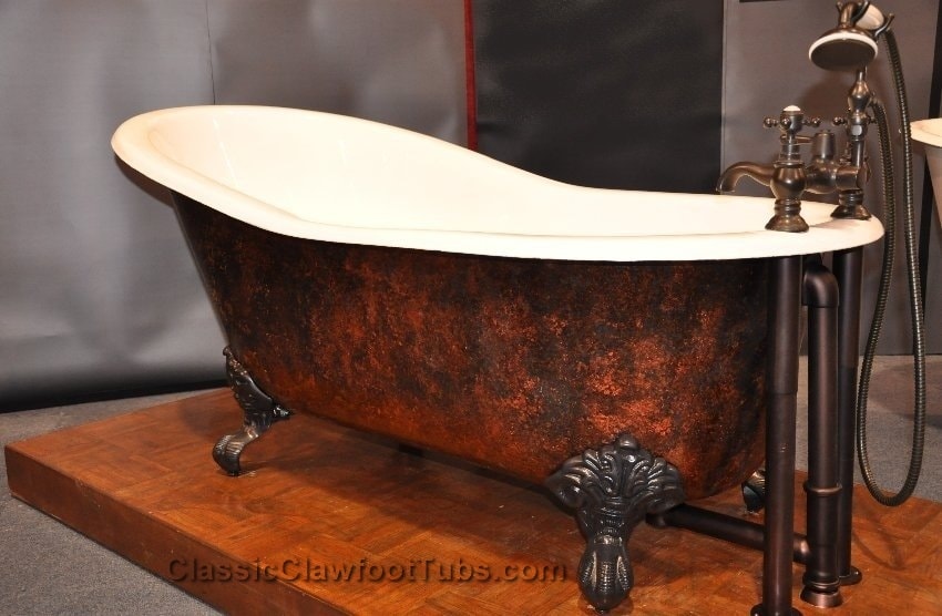 How about some more color? The 57” Cast Iron Slipper Clawfoot Tub