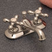 Teapot Collection 4" Center Set w/ Metal Cross Handles & Popup Drain - CP-SH614