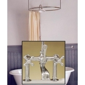 Clawfoot Tub Deckmount Round Shower Enclosure Combo w/ British Telephone Faucet