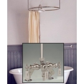 Clawfoot Tub Deckmount Round Shower Enclosure Combo w/ Small Spout Faucet