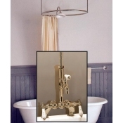 Clawfoot Tub Deckmount Round Shower Enclosure Combo w/ Leg Tub Faucet