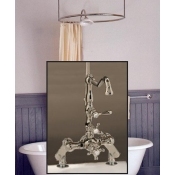 Clawfoot Tub Deckmount Round Shower Enclosure Combo w/ Thermostatic Faucet
