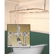 Clawfoot Tub Deckmount Shower Enclosure Combo w/ British Telephone Faucet