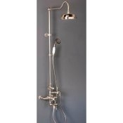 Exposed Wall Mount Thermostatic Control Tub Filler and Rain Shower w/Handheld