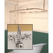 Clawfoot Tub Wall Mount Shower Enclosure Combo w/ British Telephone Faucet
