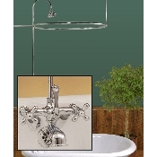 Clawfoot Tub Wall Mount Round Shower Enclosure Combo w/ British Telephone Faucet