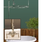 Clawfoot Tub Wall Mount Round Shower Enclosure Combo w/ Leg Tub Faucet