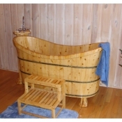 61" Wooden Double Ended Slipper Tub w/ feet