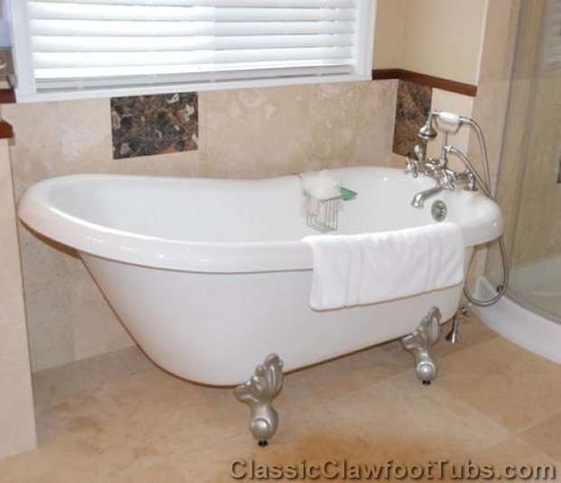 Fillmore 60″ Acrylic Slipper Tub Kit in Bisque – Polished Chrome