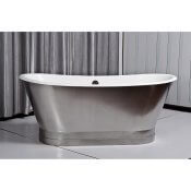 67" Cast Iron Double Ended Stainless Steel Slipper Pedestal Tub