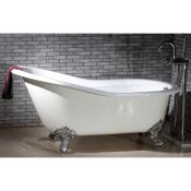 61" Cast Iron Slipper Clawfoot Tub w/ Imperial Feet