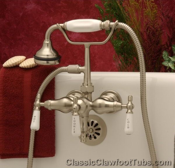 Clawfoot Tub Small Spout Faucet w/ Hand-held shower