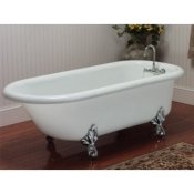 66" Acrylic Rolled Rim Clawfoot Tub