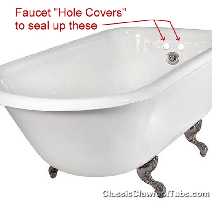 Hole Covers For Hot Cold Clawfoot Tub, Bathtub Nozzle Cover