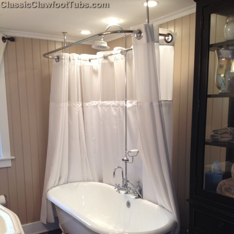 Clawfoot Tub Deckmount Shower Enclosure Combo w/Gooseneck ...