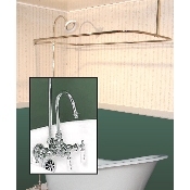 Clawfoot Tub Wall Mount Shower Enclosure Combo w/ Gooseneck Faucet