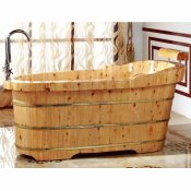61" Freestanding Cedar Wood Slipper Tub w/Faucet